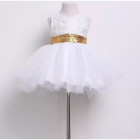 EazeeMoney Store - White Lace dress w/ Gold bow